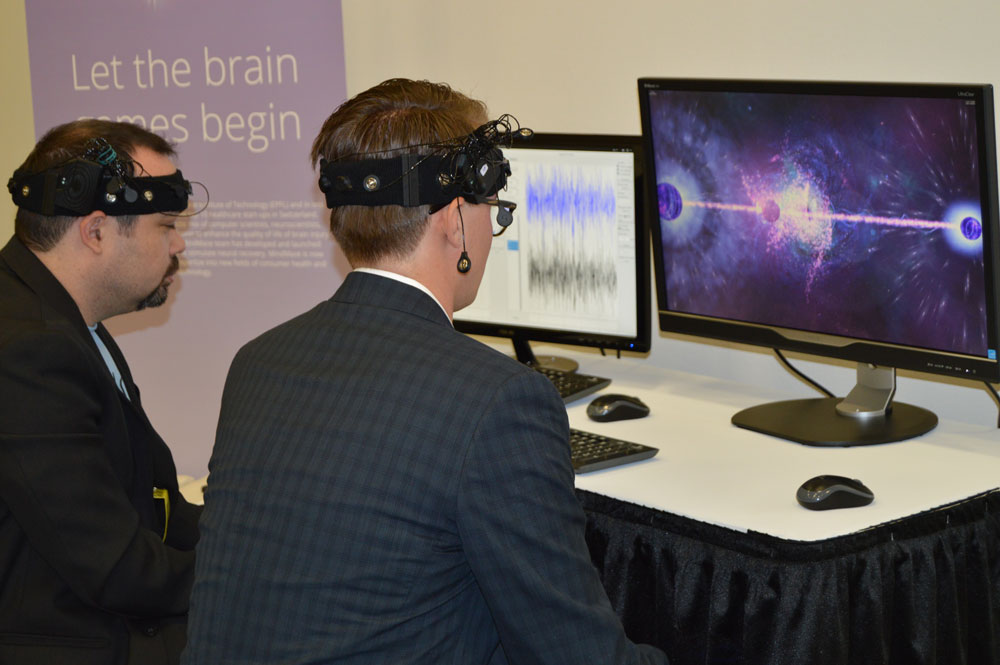 Me, wearing the brain sensor prototype about to win the 'battle of the minds.'
