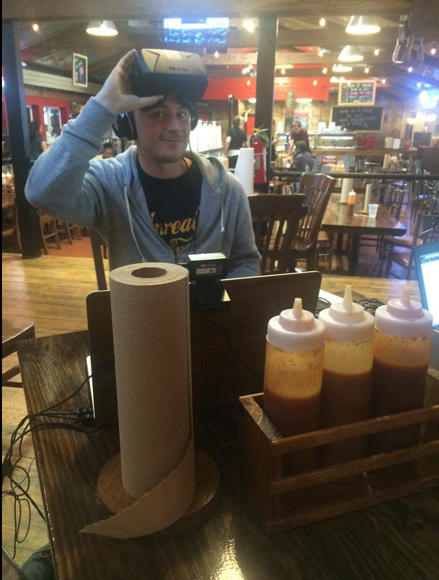 Me at the BBQ place about to chow down on some VR.
