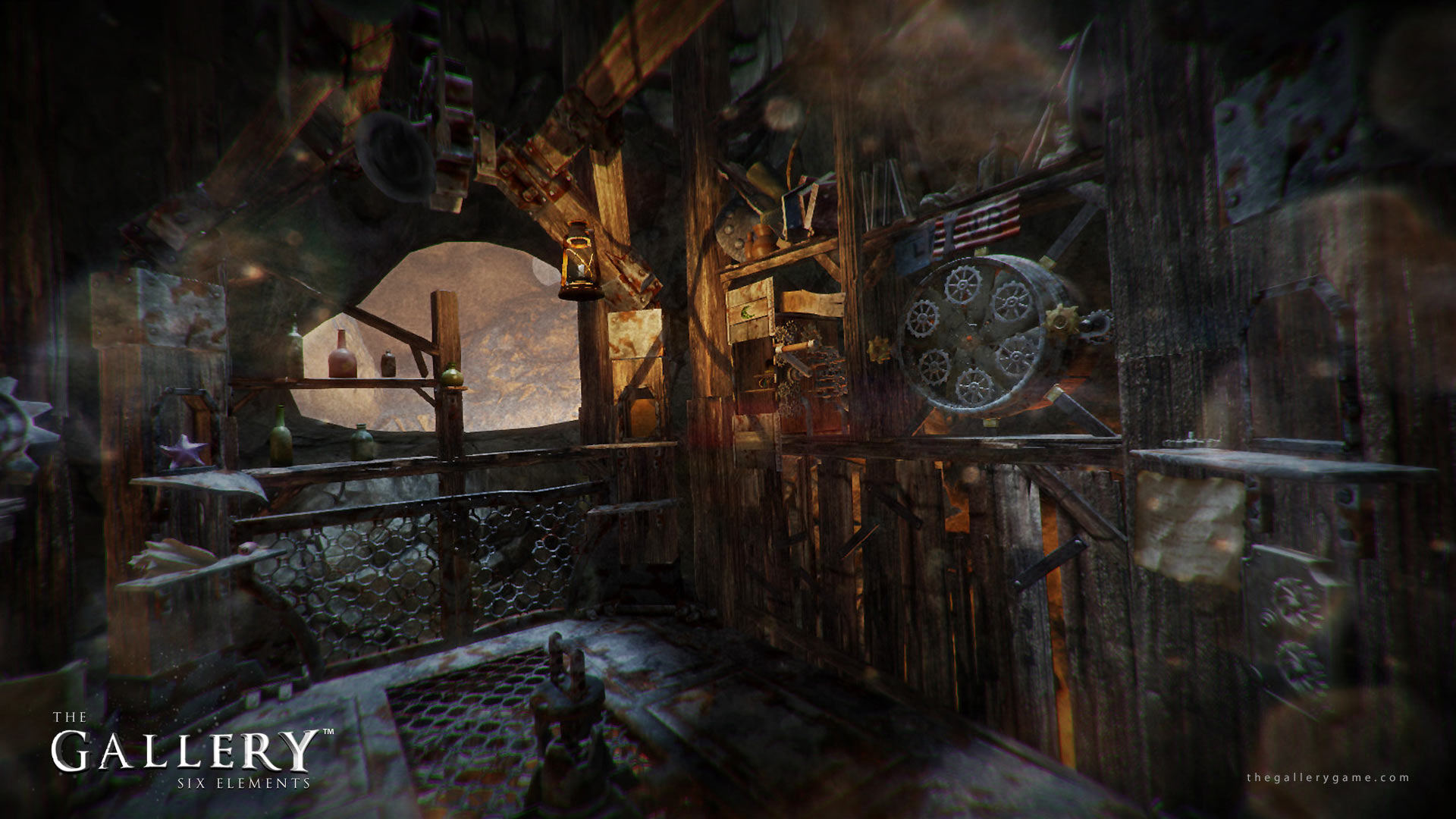A screen shot from the Vive demo of Cloudhead's The Gallery.