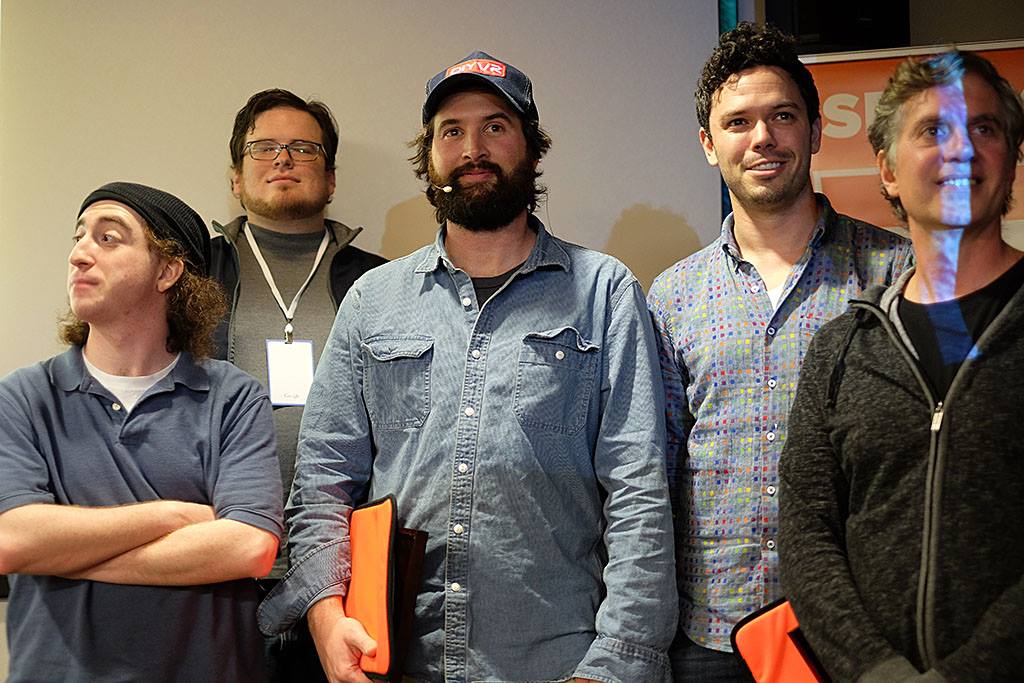 Tony Parisi with Josh Carpenter and a few other at San Francisco HTML5 meetup: image source