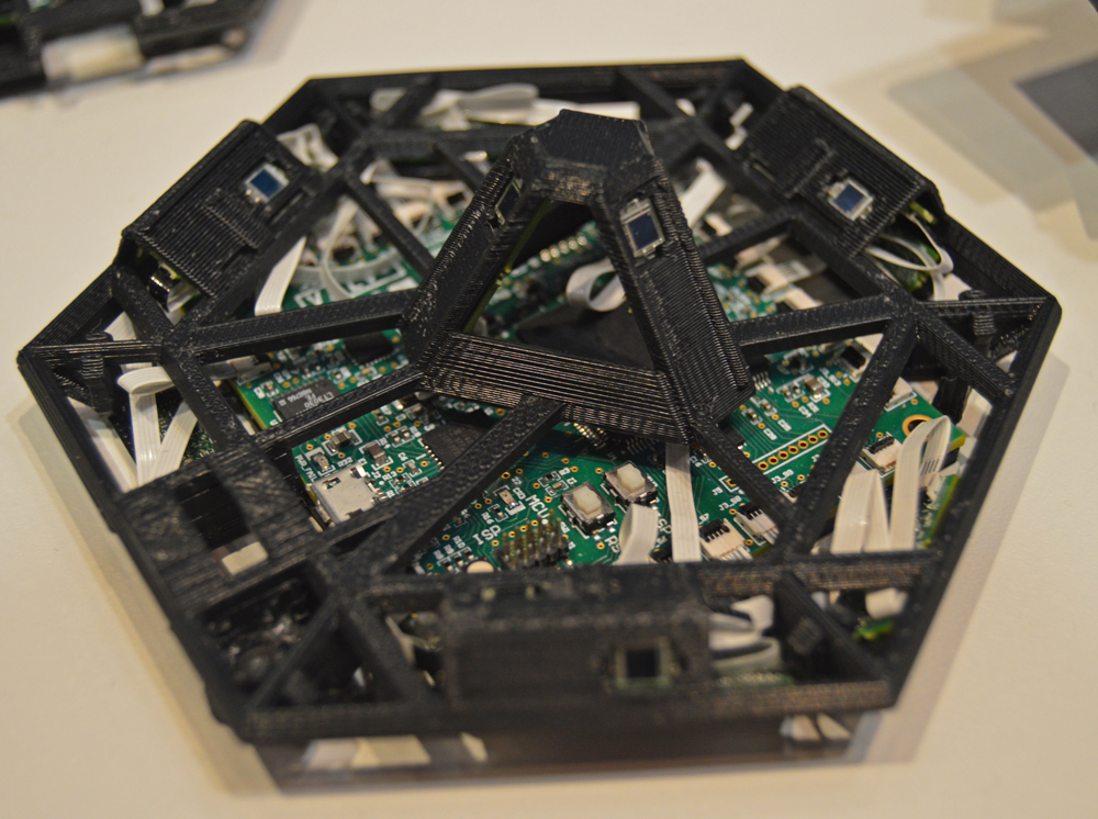 Close up of the Vive wireless controller prototype head, shown at GDC 2015.