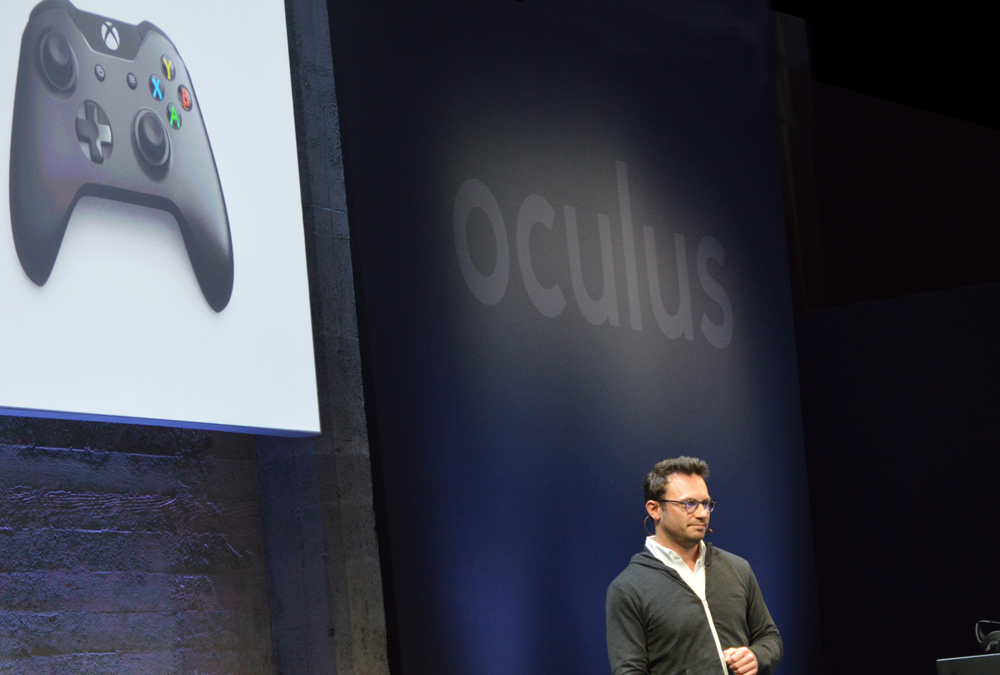 Oculus CEO, Brendan Iribe announcing that the Xbox One controller will be bundled with the Rift at Launch