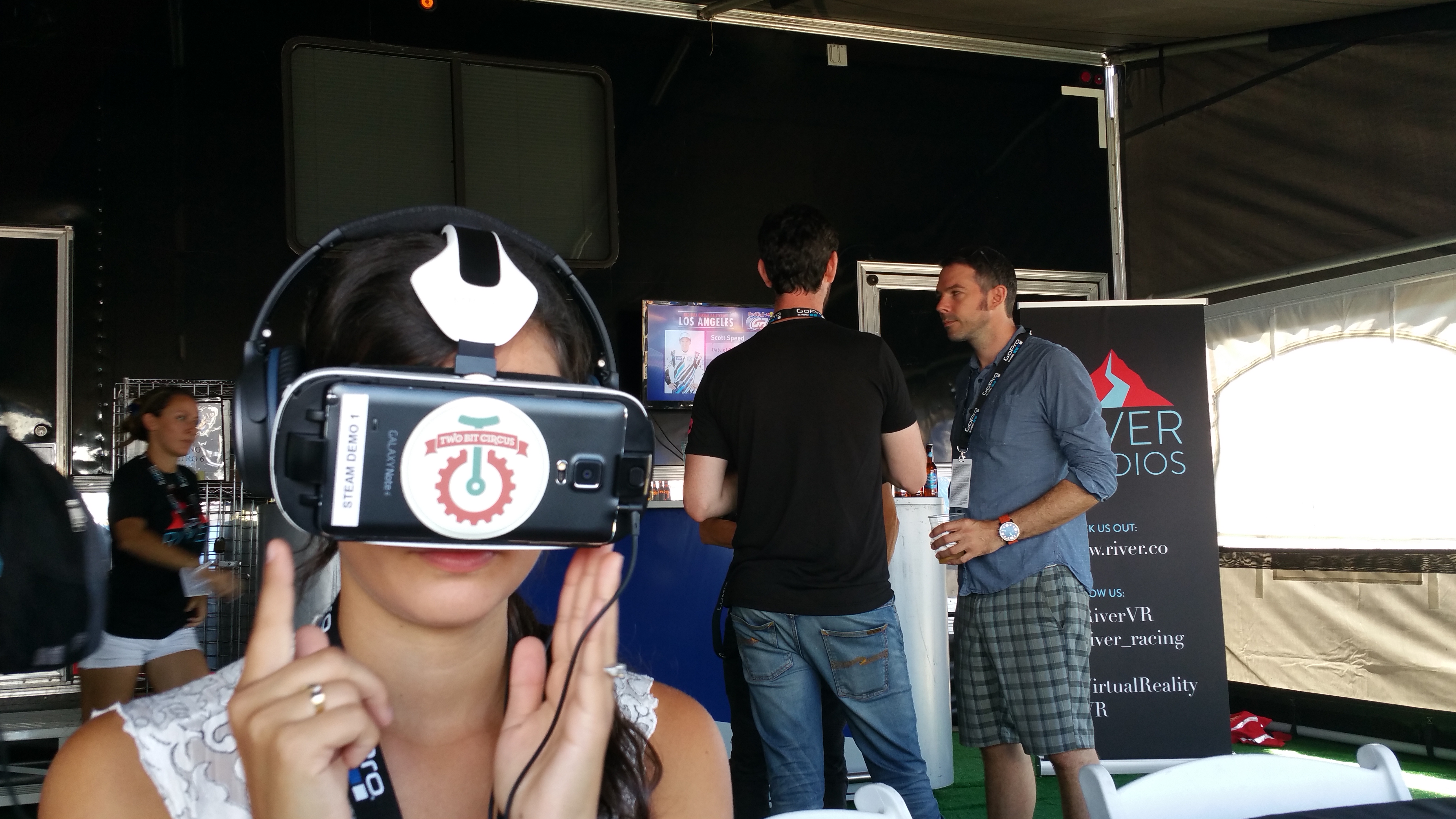 A couple of VR demos floated around the VIP area during the race. 