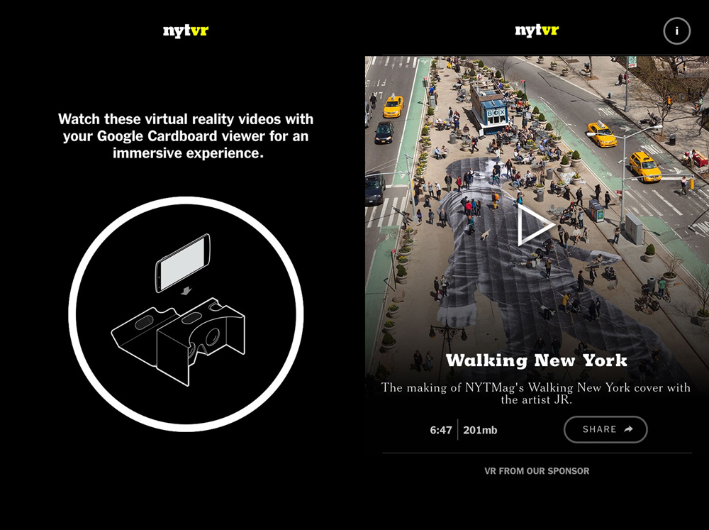 The New York Times VR app, created in conjunction with IM360.