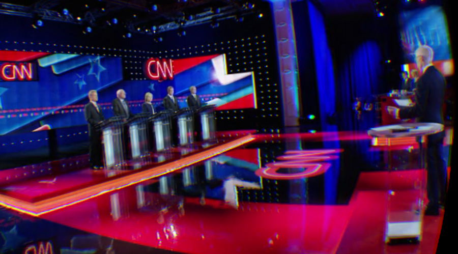 A view from Next VR's Democratic Debate livestream.