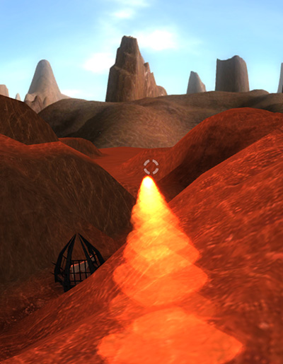 First-person perspective firing projectiles in Twisted Realms. 