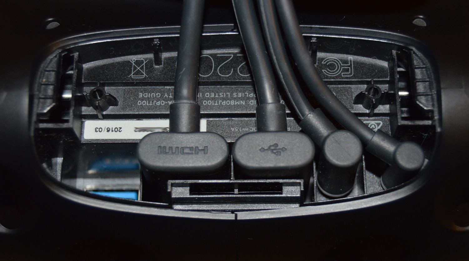 The ports on the front of the headset.