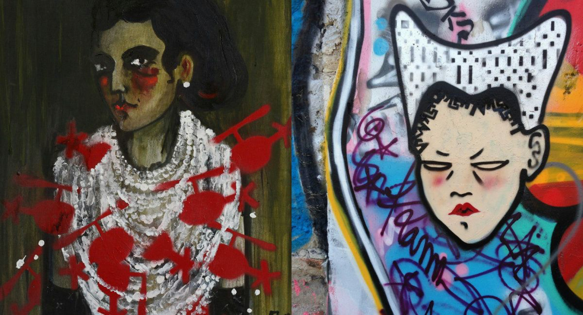 ‘Jolene’ by Luska (Left) | Luska’s graffiti in Paris, France (Right) 