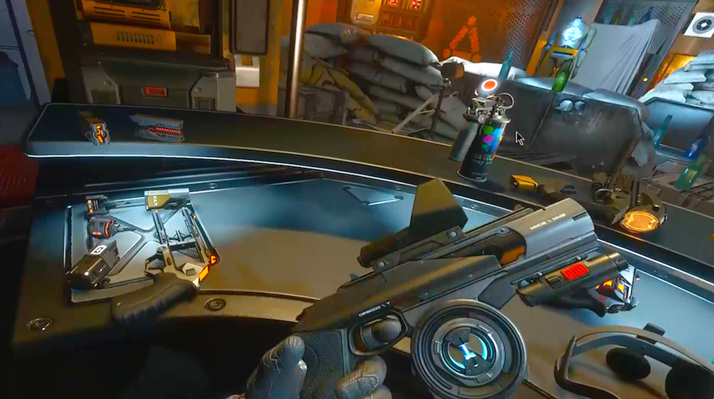 Picking a weapon and the mod-gun (left)