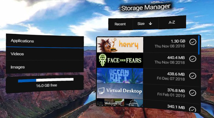 oculus go storage manager