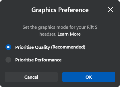 oculus rift s graphics preference