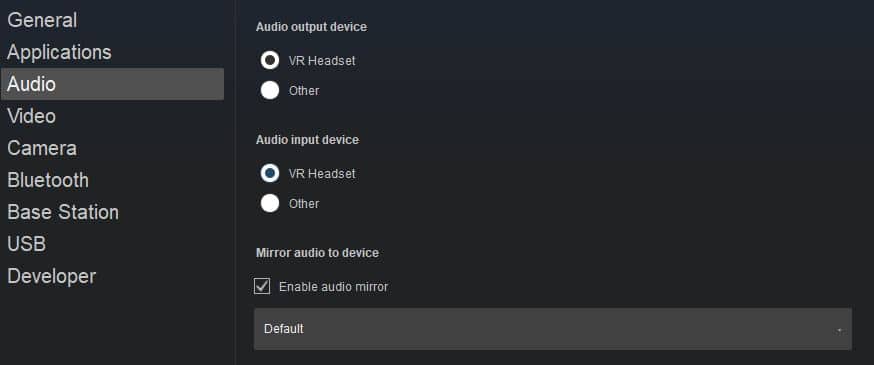vr audio selection steamvr