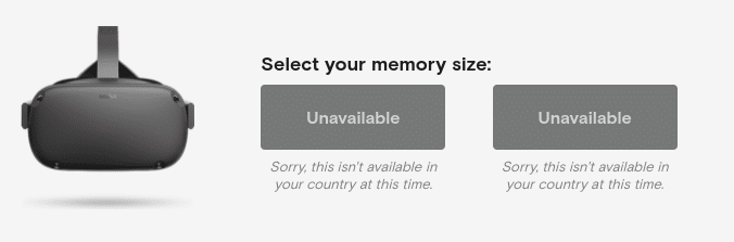 oculus quest unavailable message