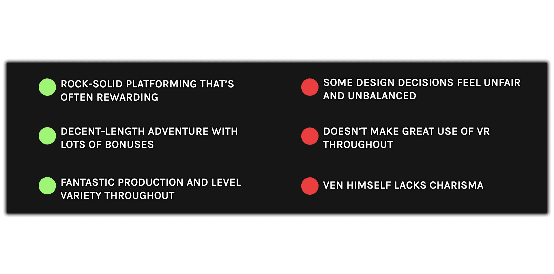 Ven VR Adventure Review Points