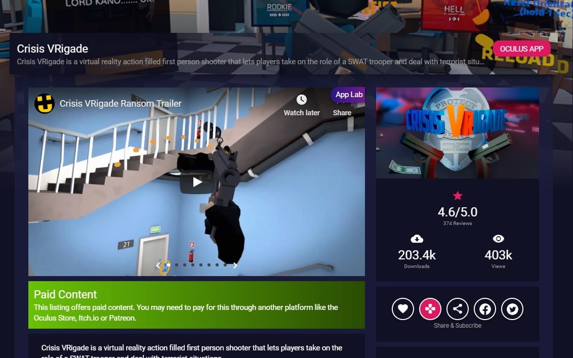 Noclip VR on SideTest - Test Mode Oculus Quest Games & Apps including AppLab Games ( Oculus App Lab )