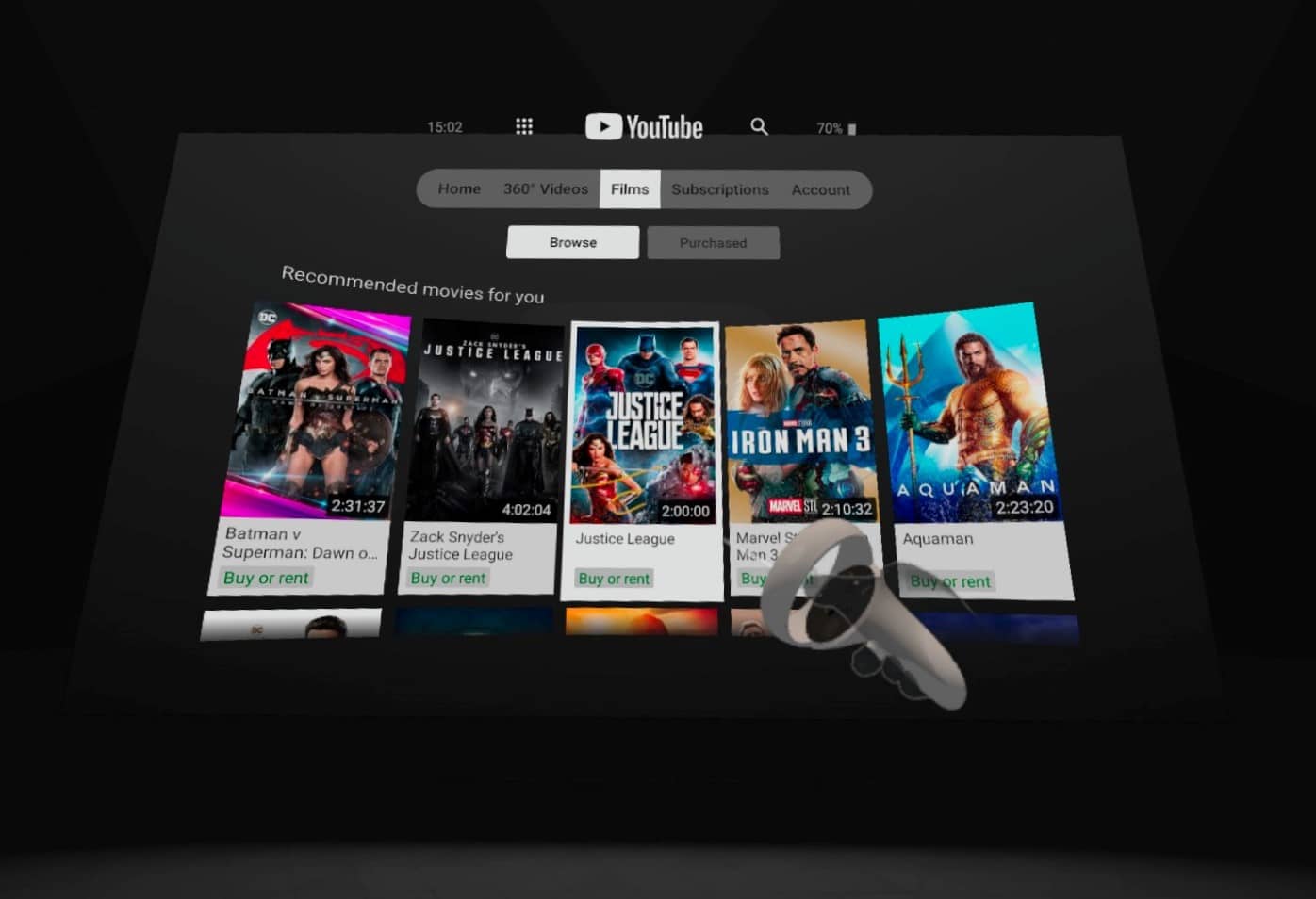 YouTube Google Play Movies Oculus Quest 2
