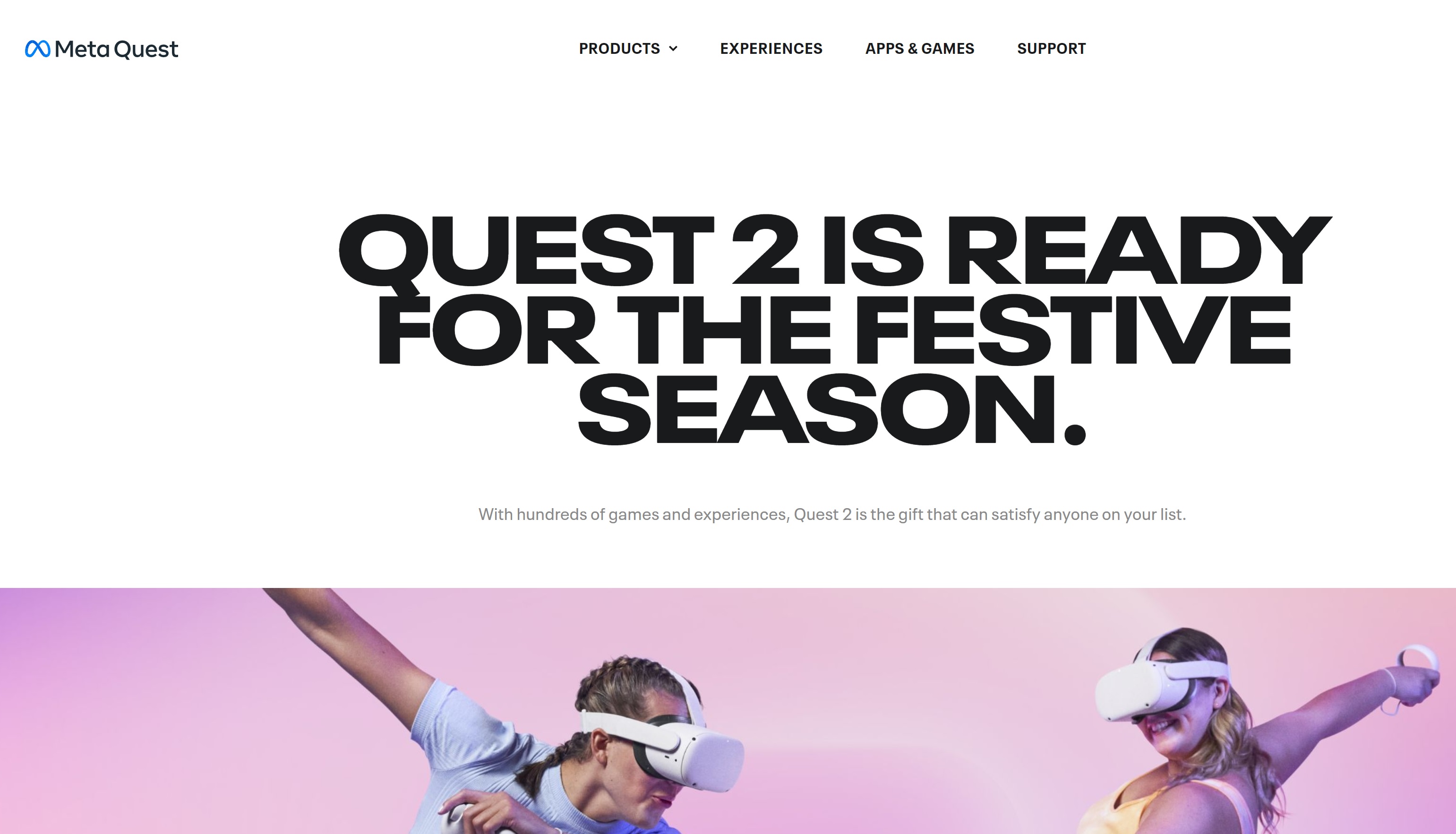 Meta Quest 2 website