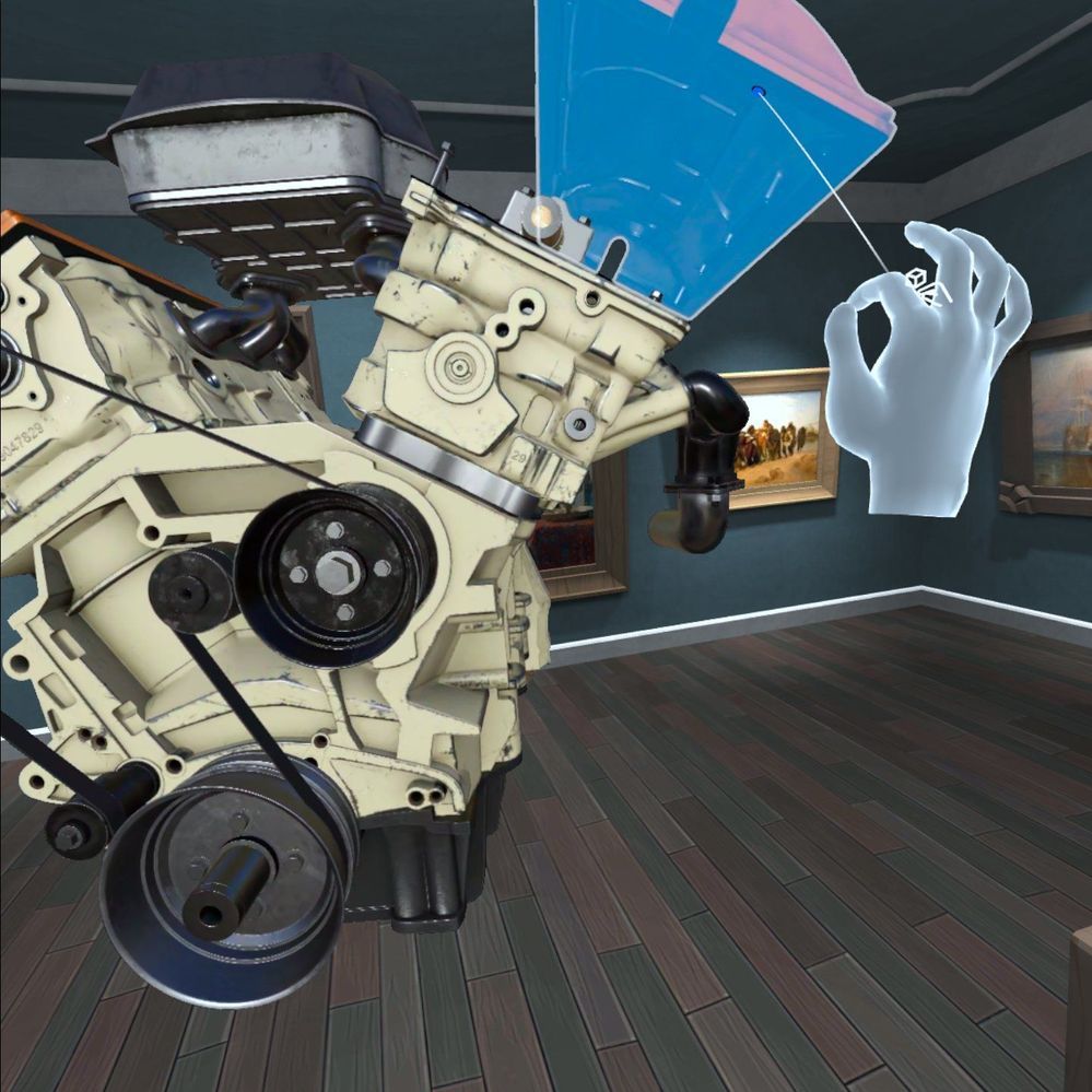 Remote Rendering Showcase application showing remotely rendered content in a locally rendered environment.