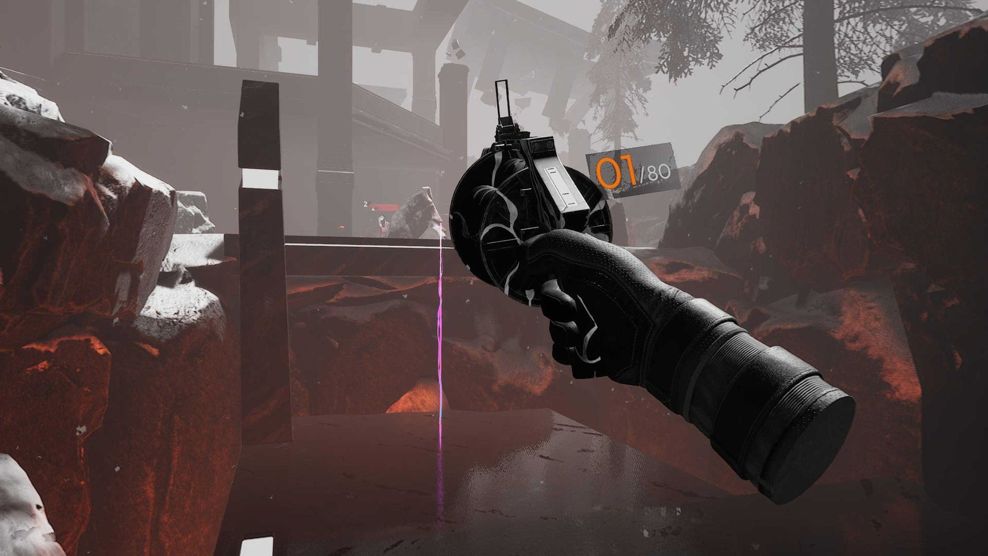 Synapse review screenshot: Grenade launcher with 1 loaded shot facing forward