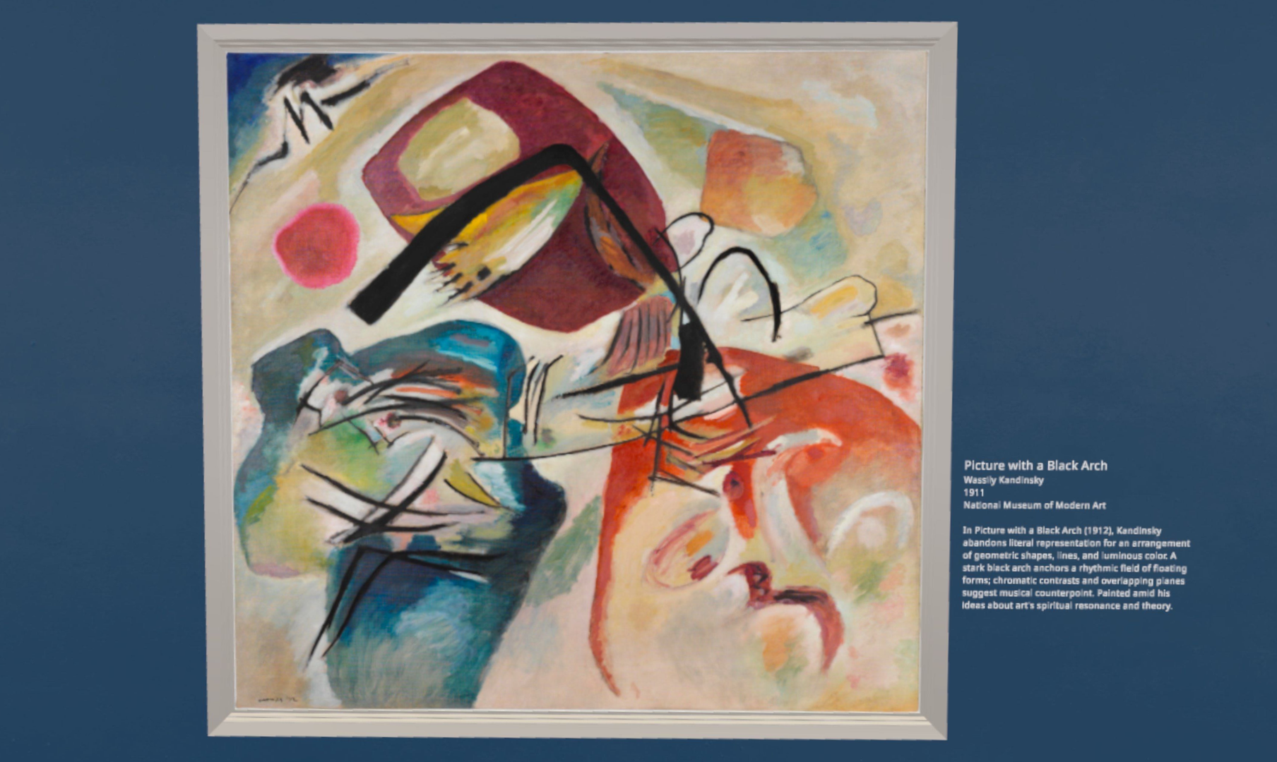 A painting by Wassily Kadinsky titled "Picture With A Black Arch"