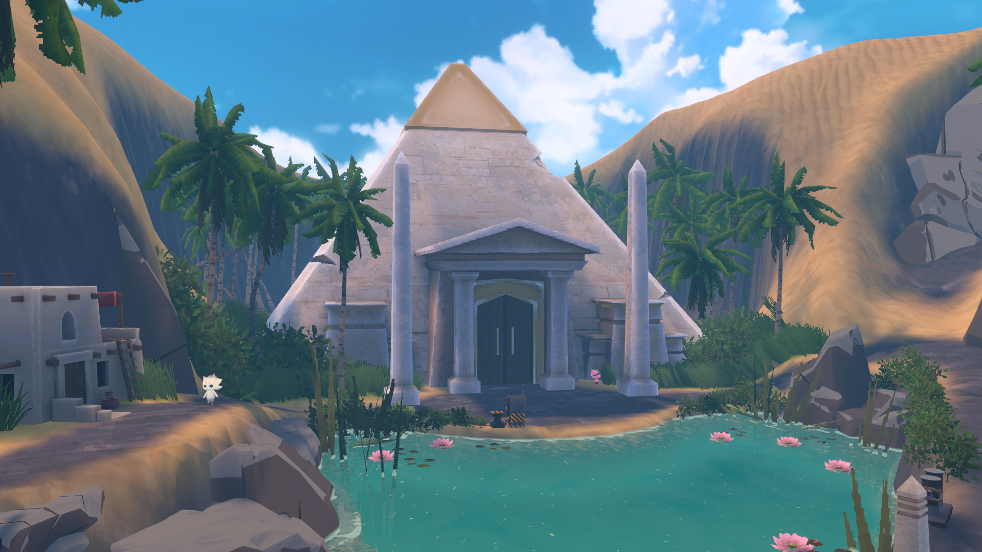 An Egypt-themed island in a video game setting.