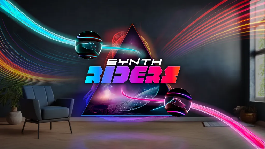 Synth Riders key art on Apple Vision Pro
