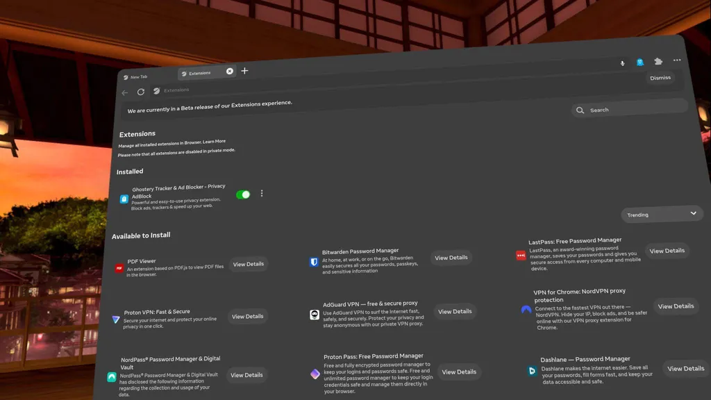 Quest's Web Browser Seems To Be Getting Ad Blocking & VPN Extensions