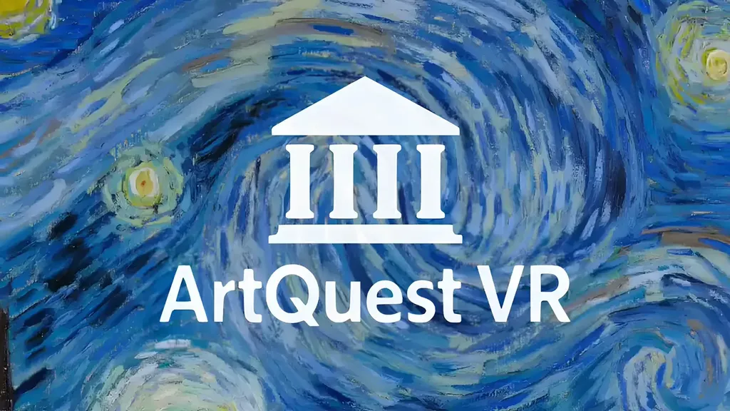 The logo of ArtQuest VR positioned over a Van Gogh painting