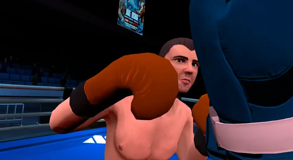 A virtual boxer punching out and getting blocked by the user.