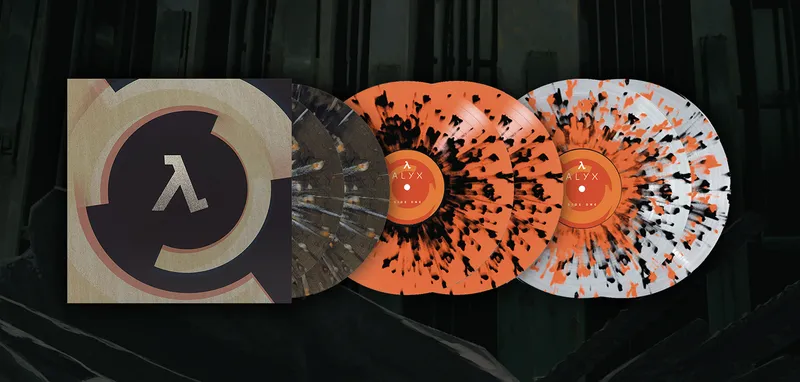 The three varieties of the 2 LP vinyl edition of Half Life: Alyx Original Soundtrack