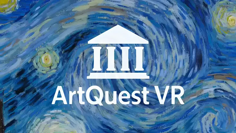 The logo of ArtQuest VR positioned over a Van Gogh painting